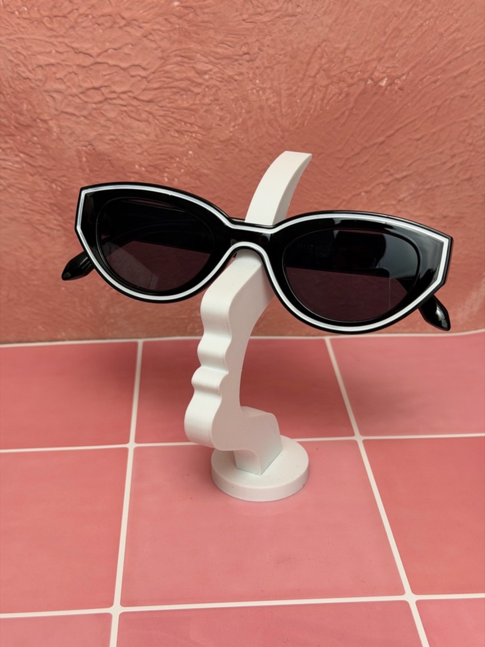 Black Cat-Eye Sunglasses with White Trim - Women Accessories